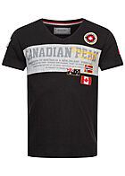 Canadian Peak Heren T-Shirt with V-Neck en logo patch zwart