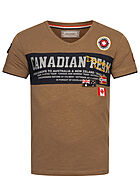 Canadian Peak Heren T-Shirt with V-Neck en logo print beige