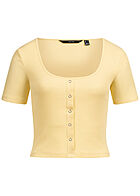 Vero Moda Dames Cropped Shirt met sierknopen geel