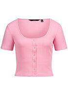 Vero Moda Dames Cropped Shirt met sierknopen roze