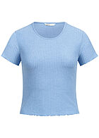 ONLY Dames NOOS T-shirt met ruches blauw