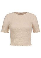ONLY Dames NOOS T-shirt met golvende zoom beige