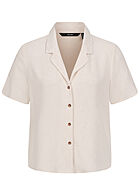Vero Moda Dames Viscose Blouse met V-hals en knopen beige