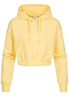Champion Dames Crop Hoodie met logo-opdruk geel