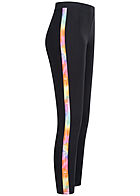 Champion Damen Cropped Leggings mit Multicolor Logo Band seitl. schwarz mc