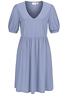 VILA Damen 1/2 Arm V-Neck Struktur Kleid english manor blau