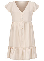 ONLY Dames Viscose Jurk met volant en V-hals beige