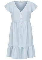 ONLY Dames Viscose Jurk met volant en V-hals blauw