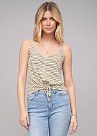 ONLY Dames Top met knoopdetail en knopen gestreept groen