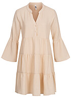 JDY by ONLY Dames Tuniekjurk met 7/8 mouwen wijd uitgesneden beige
