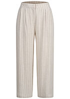 VILA Dames Hoog uitgesneden viscose broek met strepen beige zwart