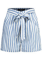 Vero Moda Dames NOOS Korte broek met bindceintuur strepen lichtblauw wit