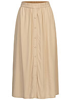 Vero Moda Dames Viscose Rok met knopen en elastiek in tailleband beige