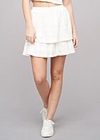 VILA Damen High-Waist Mini Stufenrock 3-lagig Struktur Muster cloud dancer weiss