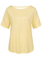 ONLY Premium Damen Shirt Top mit Rundhals Kurzarm french vanilla gelb