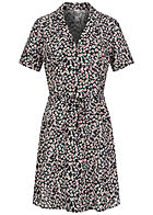 JDY by ONLY Damen Kleid Viskose Blusenkleid mit V-Neck Blumen Muster schwarz weiss