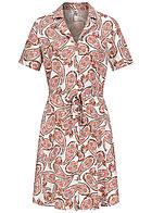 JDY by ONLY Damen Kleid Viskose Blusenkleid mit V-Neck Paisley Print weiss orange