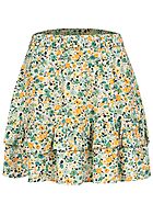 JDY by ONLY Damen Mini Frill Stufenrock mit Floralem Print cloud dancer weiss grn