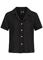 Vero Moda Damen Viskose Bluse Top mit Kragen und Knopleiste schwarz