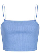 ONLY Damen Ribbed Crop Top Spaghettitrger Strukturstoff ultramarine blau