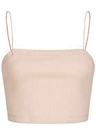 ONLY Damen Ribbed Crop Top Spaghettitrger Strukturstoff pumice stone beige