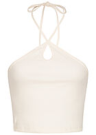 ONLY Damen Cropped Neckholder Top Strukturstoff off weiss