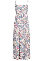ONLY Damen Midi Kleid gesmoktes Detail Blumen Print stone blau