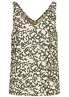 VILA Damen Viskose V-Neck Top mit All Over Print beige grn