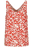 VILA Damen Viskose V-Neck Top mit All Over Print rot weiss