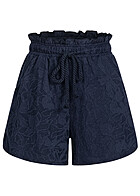 VILA Damen High Waist Shorts Strukturstoff mit Blumenmuster navy blazer blau