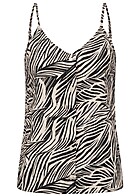 VILA Damen Viskose Trgertop mit Knopfleiste und V-Neck All Over Print beige schwarz