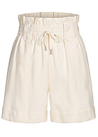 VILA Damen Paperbag Shorts mit Gummibund birch beige