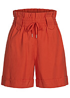 VILA Damen Paperbag Shorts mit Gummibund valiant rot