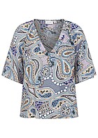 VILA Damen Viskose Top mit V-Neck und 1/2 Arm Print multicolor