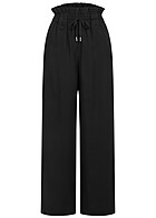 VILA Damen High Waist Paperbag Stoffhose mit Bindedetail und 2-Pockets schwarz
