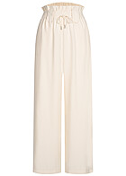 VILA Damen High Waist Paperbag Stoffhose mit Bindedetail und 2-Pockets birch beige