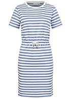 VILA Damen Kleid mit Bindedetail und Streifen english manor blau weiss