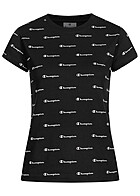 Champion Damen T-Shirt mit Logo Print schwarz weiss