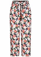 ONLY Dames Viscose Broek met bindceintuur en bloemenprint zwart multicolor