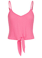 ONLY Dames Top met V-hals en knoopdetail roze