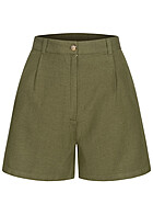 VILA Dames Hoge Taille Viscose Korte Broek olijfgroen