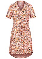 JDY by ONLY Dames Jurk met V-hals en bloemenprint wit oranje