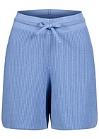 ONLY Dames Gebreide korte broek met hoge taille en trekkoordjes blauw