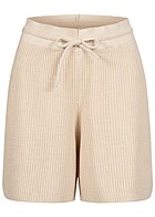 ONLY Dames Gebreide korte broek met hoge taille en trekkoordjes beige