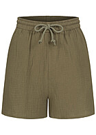 ONLY Dames High Waist korte broek met 2 zakken en getextureerde stof olijfgroen