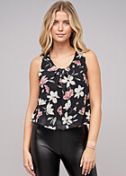Styleboom Fashion Dames Topje met kant en bloemenprint zwart