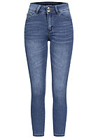 Seventyseven Lifestyle Dames Skinny Jeans Broek met 2 knopen lichtblauw