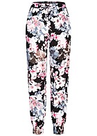 Cloud5ive Dames Viscose Broek met 2-Zakken en bloemenprint zwart roze