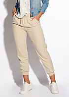 Cloud5ive Dames Stoffen broek met 2 zakken en trekkoorden beige
