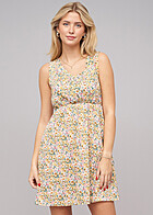 Cloud5ive Dames Zomerjurk met knopen en bloemenprint wit multicolor